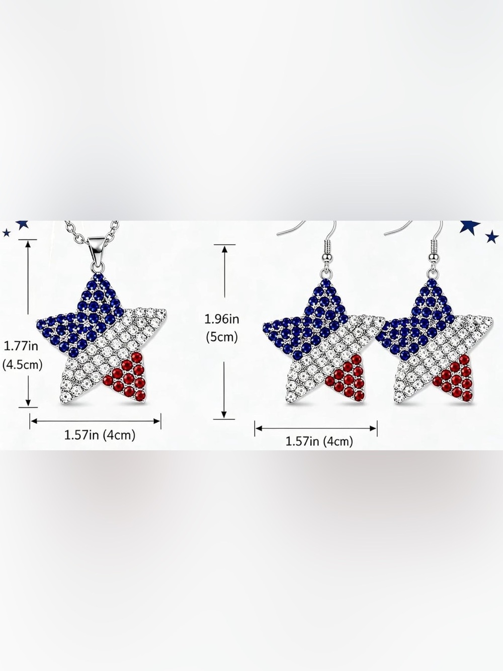 Anthropologie Silver-Star Pendant Necklace with Red, White & Blue Crystals - Picture 3 of 4